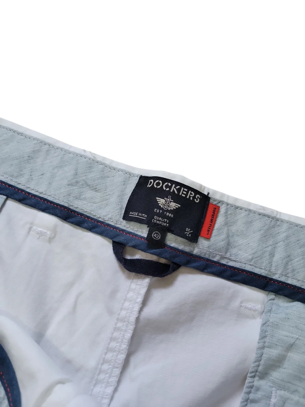 Dockers White Men's Shorts with Navy Trim
